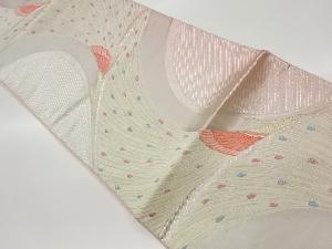 リサイクル 曲線に変わり孔雀模様織出し袋帯